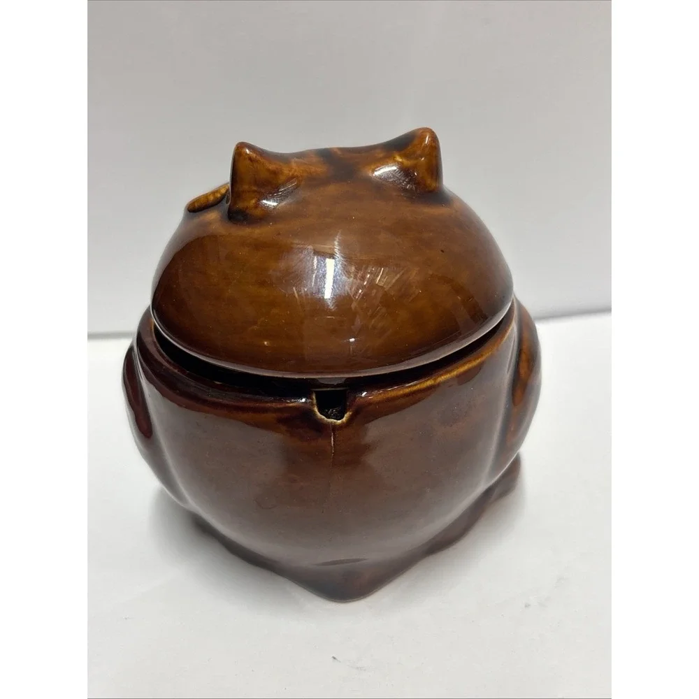 Owl Ceramic Ashtray Fairy Garden glazed glossy finish 4 inches tall K Cool brand